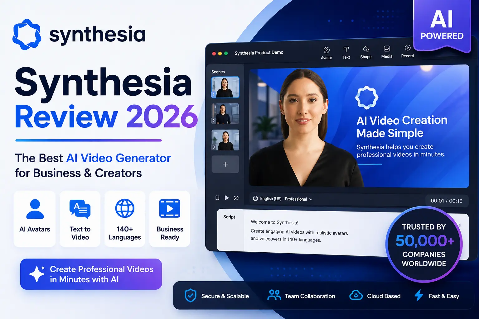 Synthesia Review 2026: Features, Pricing, Pros & Cons – Is It the Best AI Video Generator?